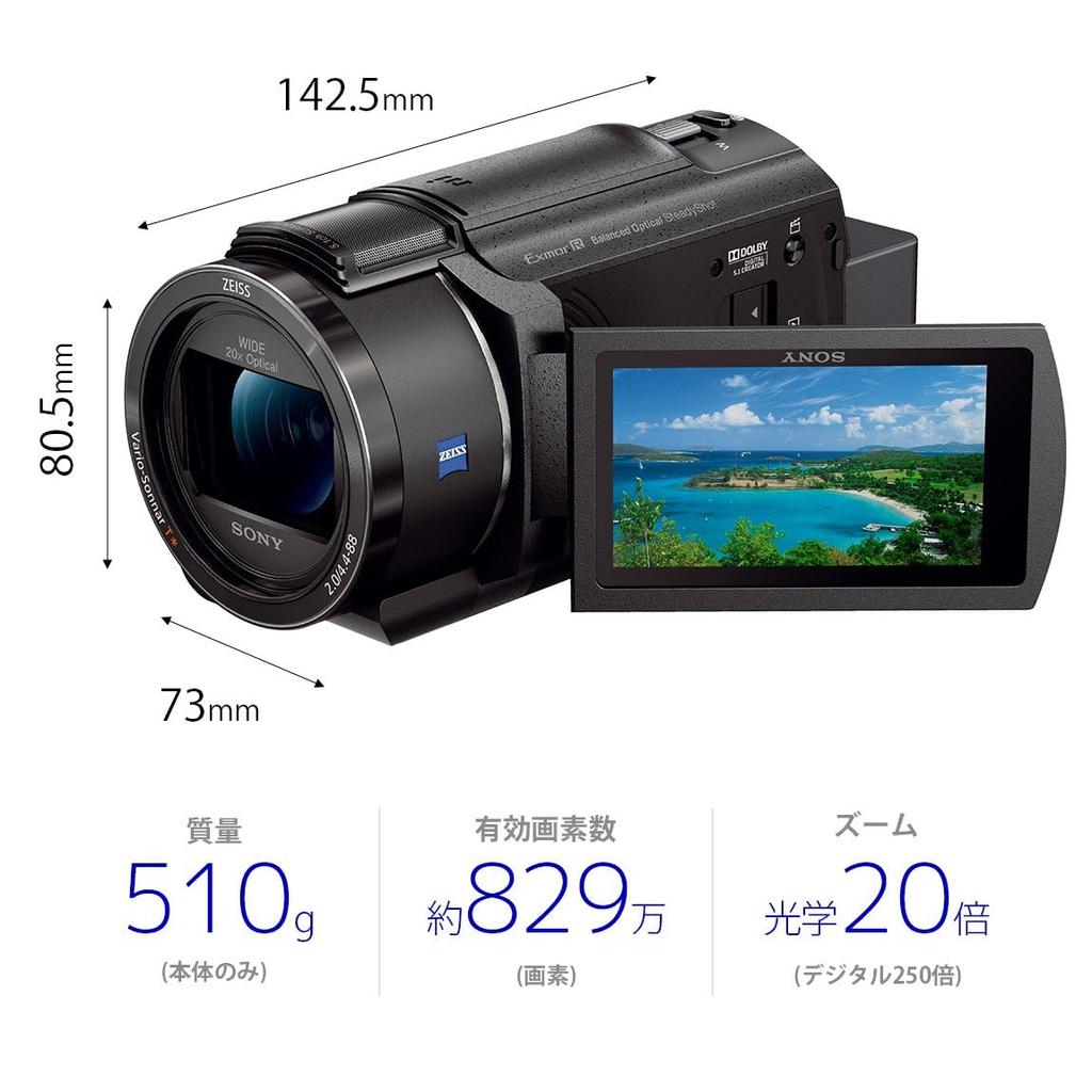 Видеокамера SONY 4K Handycam Black Память 64 ГБ Оптический зум 20x Пространственная оптическая стабилизация изображения B FDR-AX45 (Модель 2018 года) Встроенный FDR-AX45