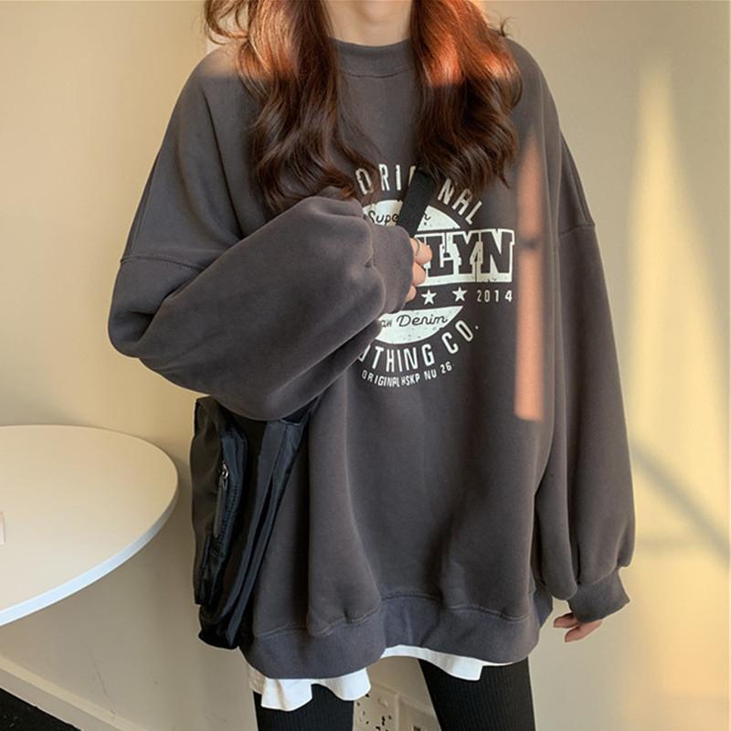 Letter Print Hoodie For Women With Thick Polyester Fabric Casual Fall Winter Fashion