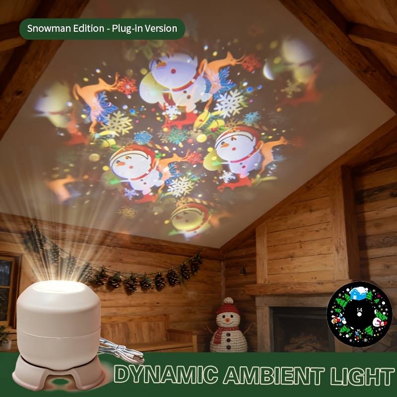 LED Ocean Projector Light 360° Rotating Dynamic Night Light USB Powered Ambient Lamp Decorative Lighting for Game,Living Room