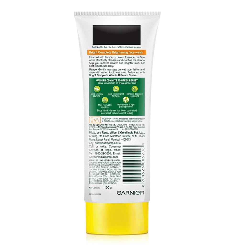 Garnier Skin Naturals, Гель для умывания, Очищающий и осветляющий, Bright Complete, 100 г