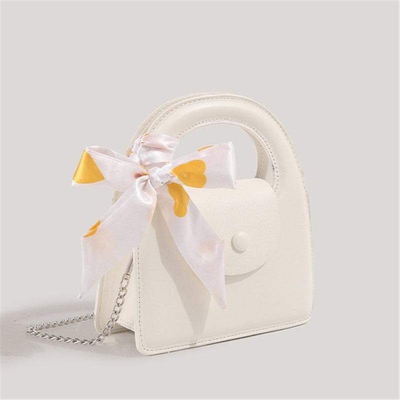 Foldable Small Chain Handbag For Women, Winter Elegant Handbag With Decorative Silk Scarf Handle