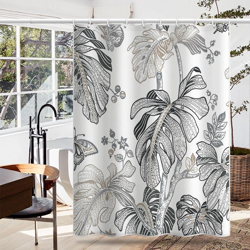 Bathroom Thickened Waterproof Curtain Mildew Proof Shower Curtain Shower Partition Curtain Shower Curtain Bathroom Curtain Free Perforation