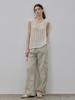 LE STUDIO Side Pocket Crinkle Pants Khaki Beige