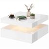 LED Coffee Table with Storage, 2-Tier Modern Centre Table with Open Shelf and Remote for Living Room, High Gloss White