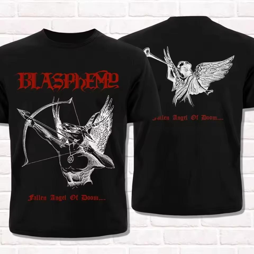 2026 Summer Hot Selling Legendary Black Metal Band Blasphemy Casual Short-sleeved T-shirt Men's Loose Breathable Top Y2k