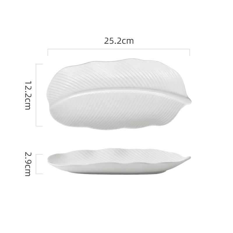 Pure White Ceramic Leaf Shaped Plate Fish Plate Sushi Plate Dim Sum Plates Barbecue Plates Restaurant Specialty Tableware