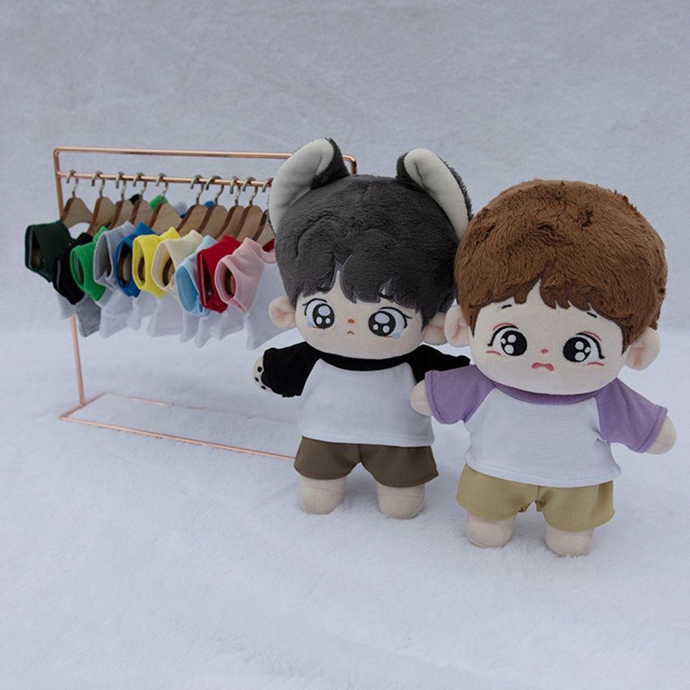 Футболка в стиле сращивания, повседневная одежда, 8 цветов, мягкие игрушки для кукол, футболка, блузка для 15-сантиметровой хлопковой куклы