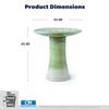 Handmade Ceramic Bird Bath, Floral Relief Bowl, diameter 43cm Height 45cm, Gradient Green High-Gloss Glaze, Frost-Resistant & Weatherproof for Garden