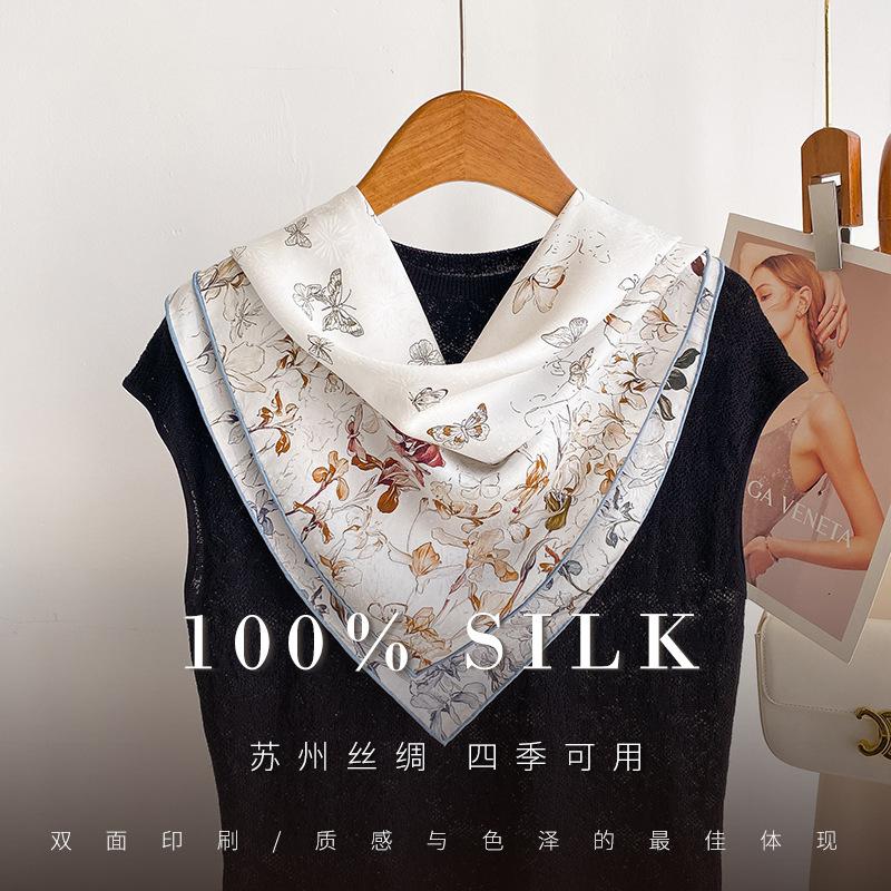 [Flower dill fireworks pattern] 1116 new spring new mulberry silk square scarf women's versatile temperament silk scarf