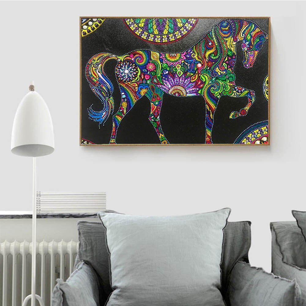 Diamond Embroidery Picture Of Horse Rhinestone Mosaic Colorful Cross Stitch