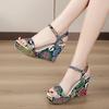 Women Sandals New Wedge Platform Shoes Ladies Sexy High Heels Pumps Summer Casual Peep Toe Leopard One Word Sandalias