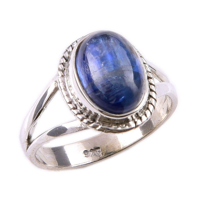 Натуральный камень кианит Ручная работа 925 пробы Стерлинговое серебро Подарочное кольцо Размер 6 z0i88