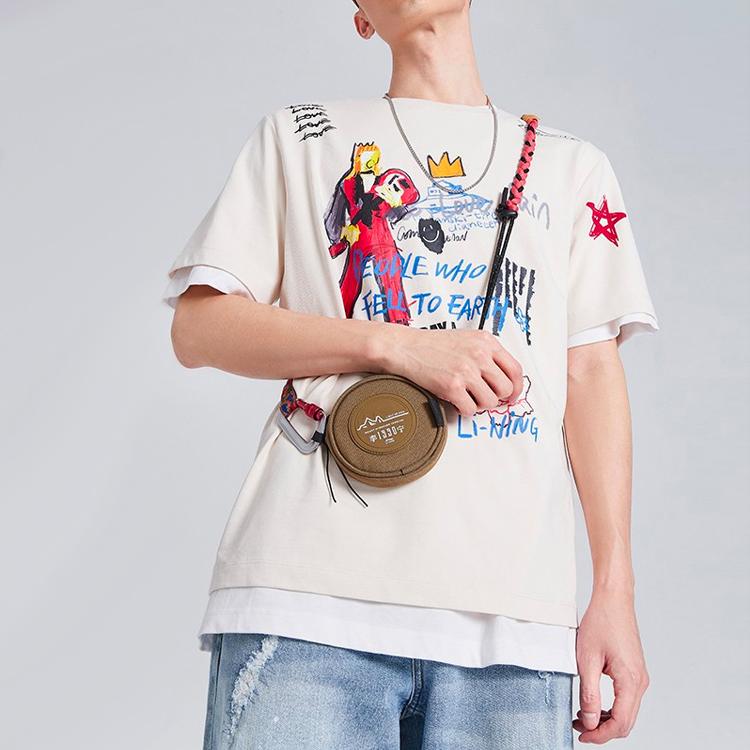 Футболка унисекс Li Ning CF Earth Seven Days Sports Leisure, цвет яичной скорлупы-серый AHSQ382-1