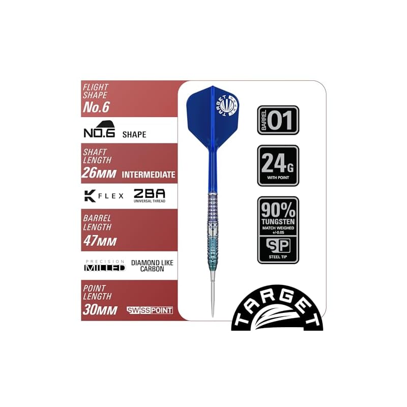 Target Japan CHARIS G5 Кэти Люн Игрок 90% Вольфрам K-Flex Стальные Острые Дротики Набор, 22 г, Нет. Форма 6, Плавники и Хвостовики, SWISS SILVER NANO POINT 30мм