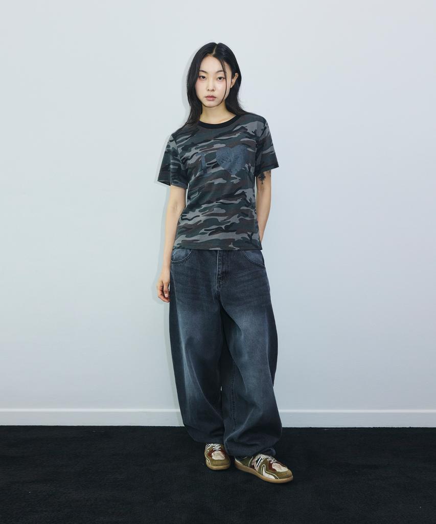 SCALLYWAG I Love Crop T-Shirt [Camo]