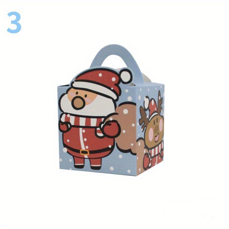 10Pcs Cartoon Merry Christmas Treat Boxes for Candy Biscuit Baking Apple Paper Box Cookie Gift Packaging Box New Year