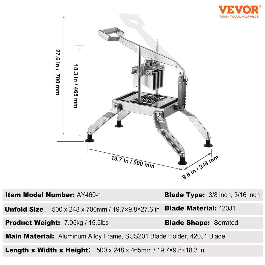 Commercial Vegetable Slicer, 3/8 and 3/16 inch Tomato Slicer, Stainless Steel and Aluminum Alloy Vegetable Cutter Slicer, Manual Tomato Slicer with