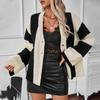 Contrast Color Striped Women's Sweater Cardigan Autumn and Winter Casual Loose Women's Sweater