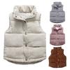 Детское зимнее пальто унисекс, толстый жилет без рукавов, застежка на молнию и пуговицы, с подкладкой, однотонный отложной воротник, спортивная повседневная жилетка, пальто