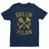 Grillin Like A Villain Mens T Shirt Funny Cookout Enthusiast Tee Tops Creative Pattern Tshirt BBQ Lover Gift Short Sleeve
