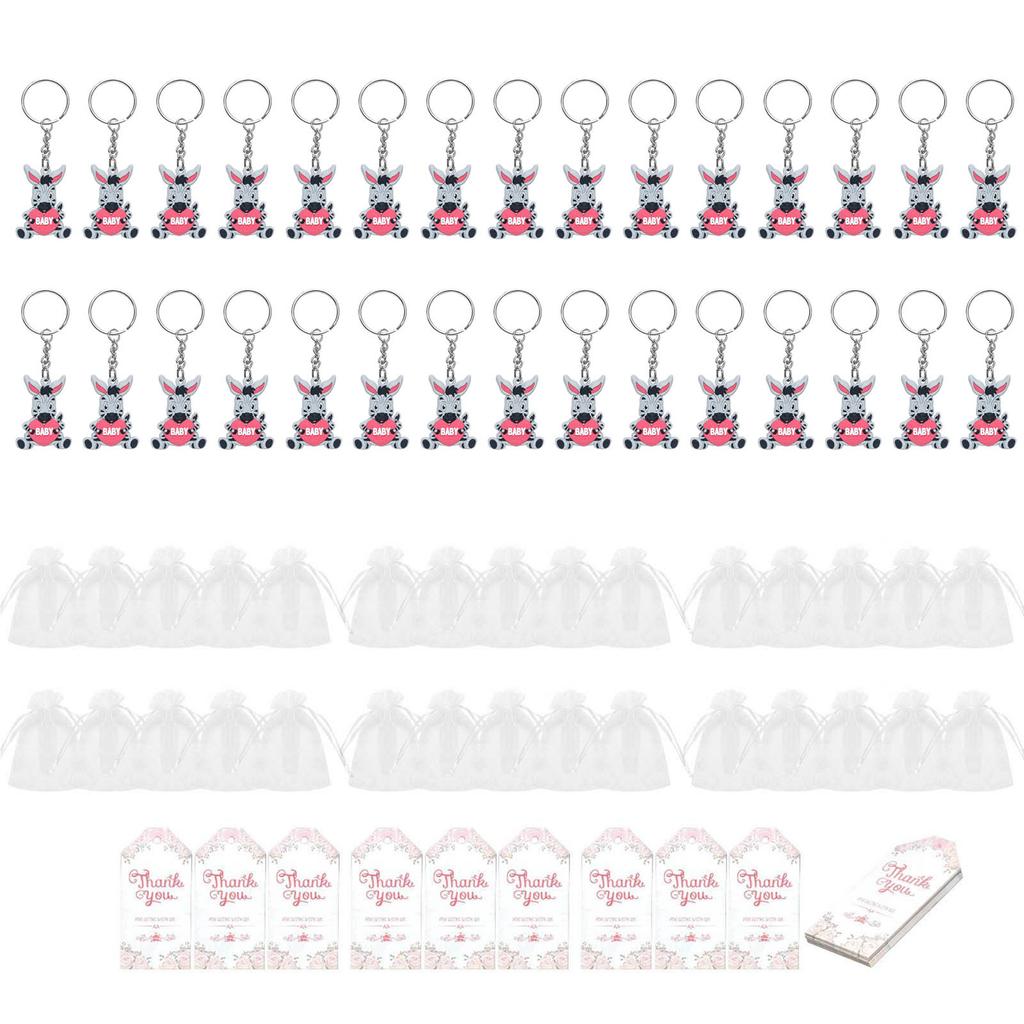 Pack of 30 Animal Keyrings Cute Animal Keychains Zebra Keychain Perfect for Key and Bag Jewelry Inspirational Keychain