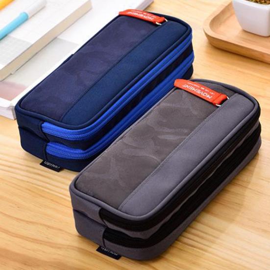 Multi-layer Large Capacity Student Zipper Pencil Storage Case Pen Bag Organizer