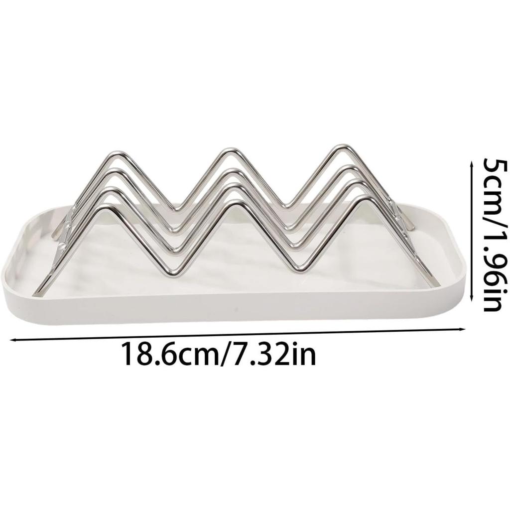 1 Set Stainless Steel Soap Rack W-Shaped Non-Slip Laundry Soap Draining Holder Home Kitchen Bathroom Storage Racks Supplies,18.6x8x5cm