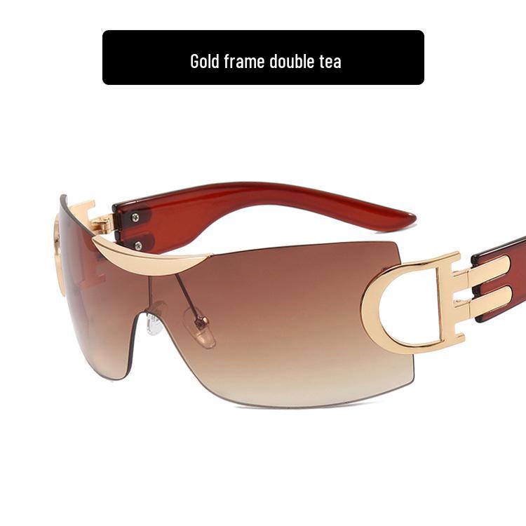 Большие безободковые солнцезащитные очки Y2K 2022 - Футуристичный спортивный дизайн