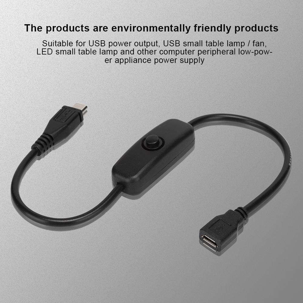 Micro USB Female To Male Extension Cable with 501 Button Switch for Raspberry Pi