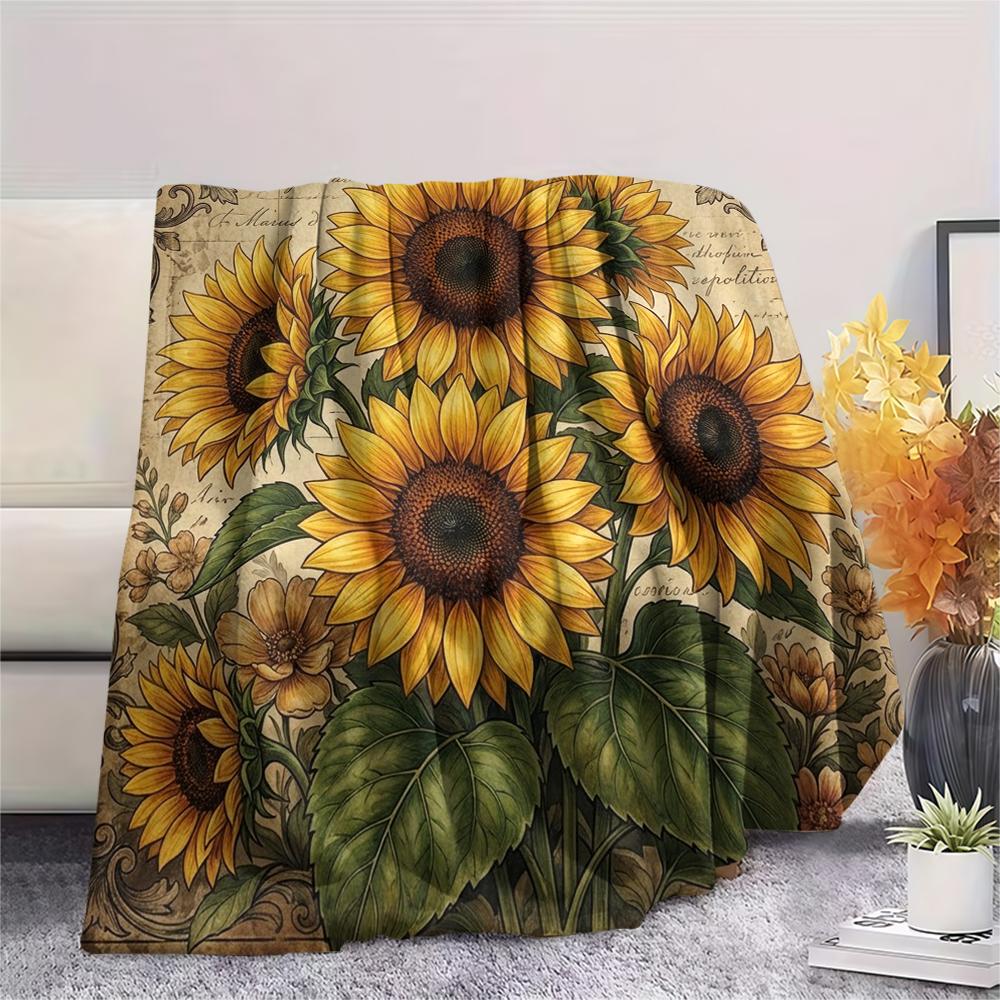 1PC Retro Tree of Life Flowers Print Flannel Blanket, High quality All Seasons, Home Decor, Warmth and Comfort, Perfect for Christmas Gifts