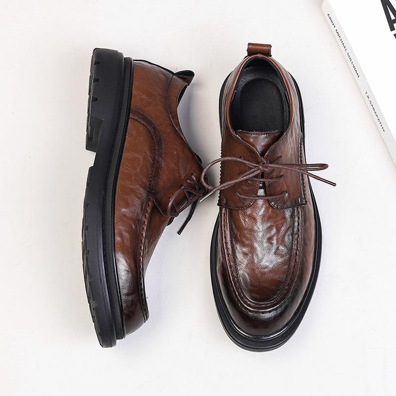Широкие кожаные туфли мужские в британском стиле черные с большой головой повседневные деловые туфли для свадьбы жениха кожаные туфли 99291-W