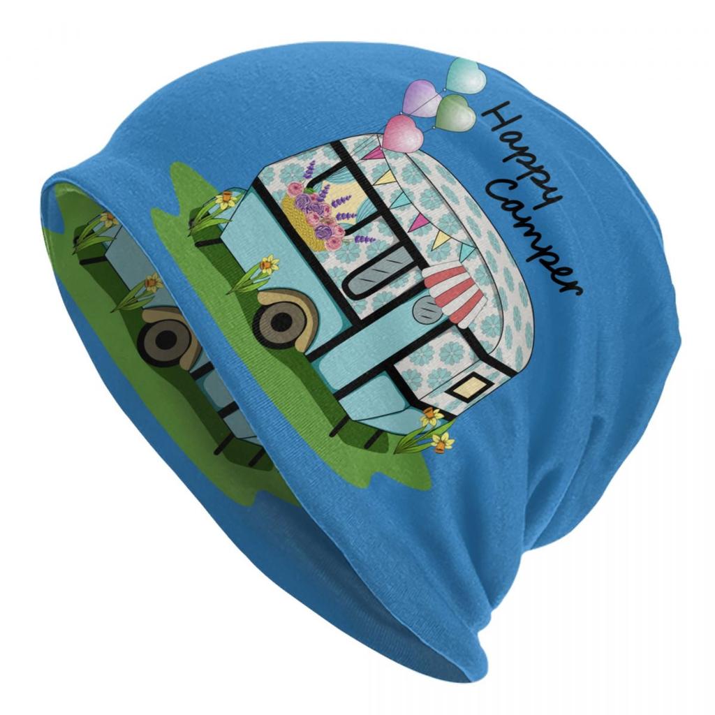 Happy Camping Trailer Camper Skullies шапочки кепки для унисекс женские уличные зимние теплые вязаные шапки для взрослых шапки с капюшоном
