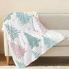 Minimalist Solid Color Christmas Tree Theme Flannel Blanket - Soft Warm Cozy Home Throw for Christmas Decor, Holiday Living Room Bedroom Use