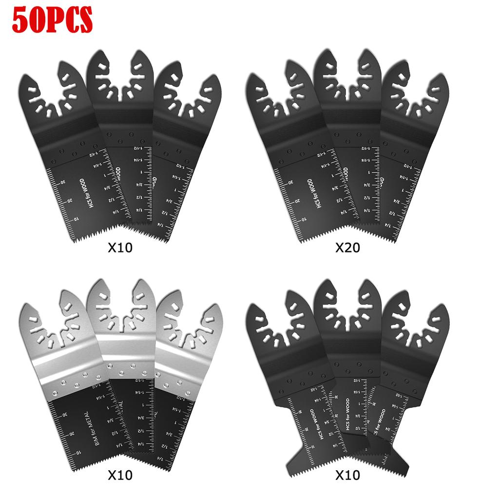 50 шт. осциллирующих пильных полотен, биметаллическая дуговая кромка, многофункциональное пильное полотно, режущее полотно для дерева/металла/пластика, реноватор