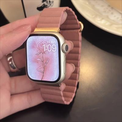 Магнитный кожаный ремешок для Apple Watch 44 45 49 мм 40 41 мм 42 38 мм 46 мм Металлический ремешок из нержавеющей стали для iwatch 8 7 SE 6 5 4 3 2 S10