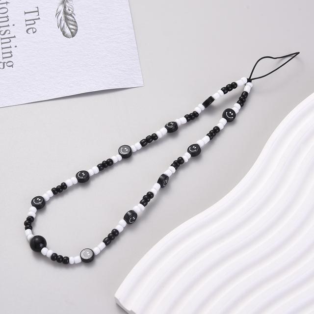 Модная Очаровательная цепочка для мобильного телефона с жемчугом и глиной, акриловая мультяшная ювелирная продукция для телефона для женщин и девочек, подвесной ремешок для телефона с защитой от потери