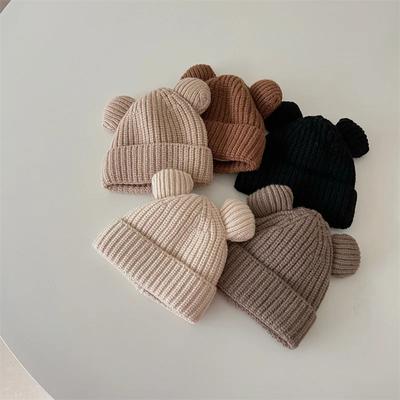 1 шт. теплая шапочка для новорожденного мальчика и девочки, милая мультяшная шапочка с медведем для малышей, вязаная крючком, теплая вязаная шапка на осень и зиму