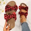 Fashion 2024 Hot Sale Shoes for Women Open Toe Women's Slippers Summer Rome Bow Tie Leopard Print Outdoor Casual Beach Flat Slippers