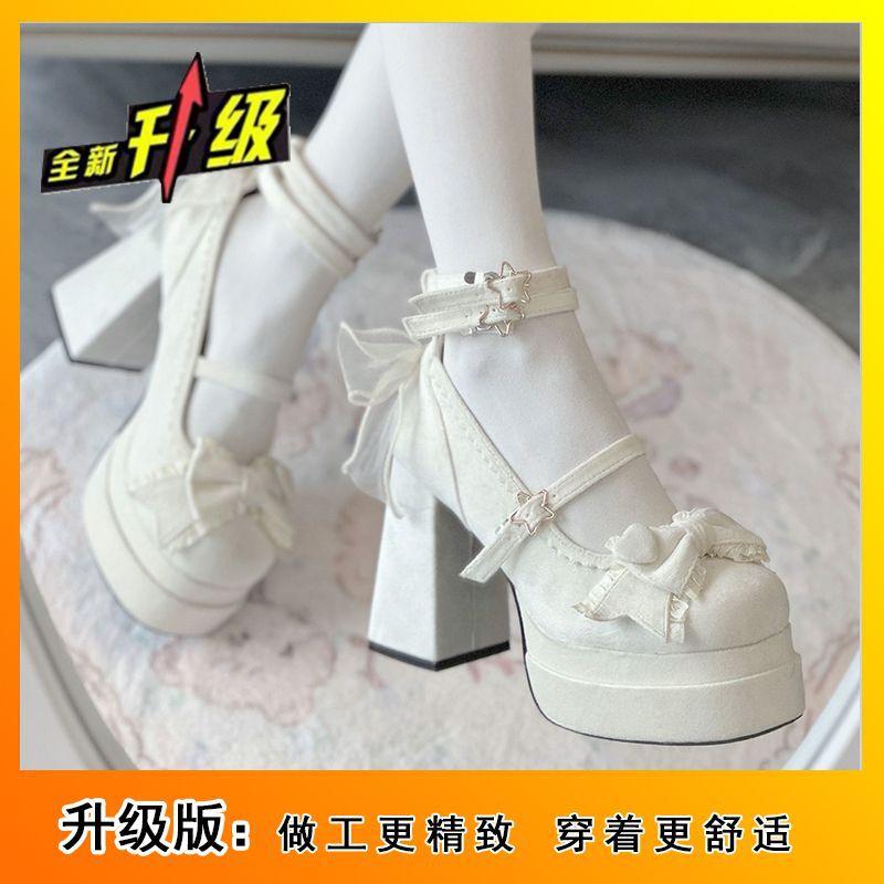 Милые туфли Лолиты с круглой головкой, симпатичная девушка 2024 года, японские туфли JKLolita на высоком каблуке, водонепроницаемые, стол Мэри Джейн