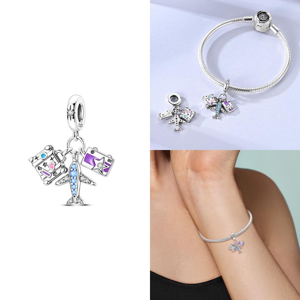 Девушка Оригинальный Лазурный Циркон Лист Кулон Платье Ожерелье Бусины Подходит Браслет Шармы Металлический Аксессуар Изготовление Сделайте свой собственный Аксессуар Подарок Элегантная Мода