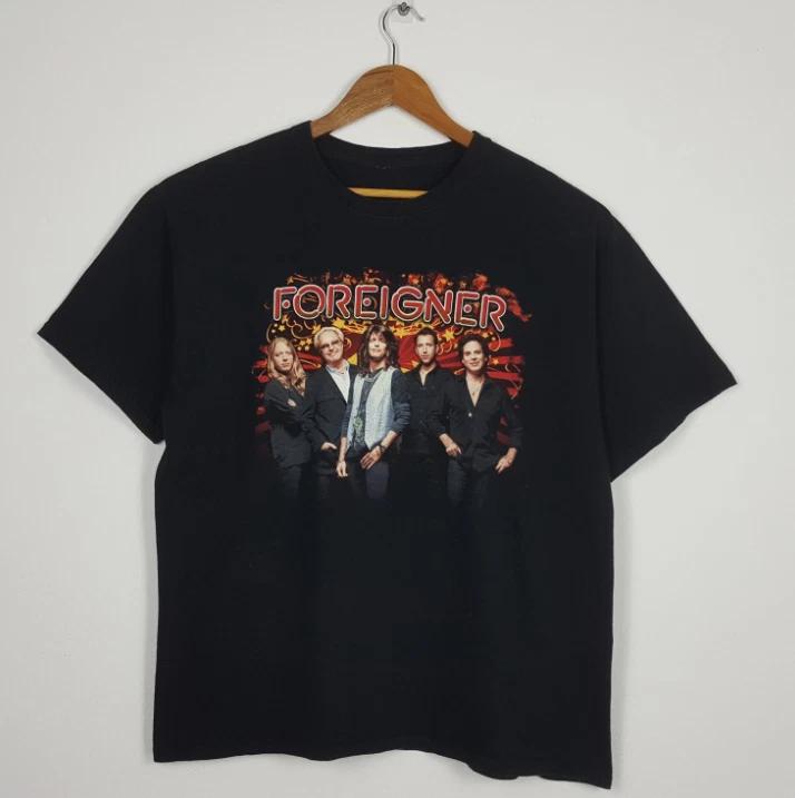 Vtg Foreigner Band In Concert Cotton Black S-5XL Unisex Shirt TR612