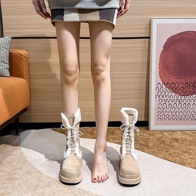 Осень и зима новая обувь Мао Мао платформа зимние сапоги Ближний Восток зима мех интегрированный плюш теплые женские сапоги