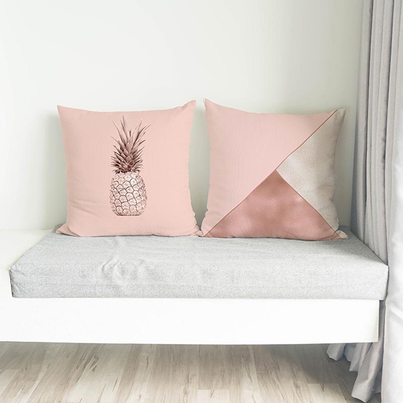 Beatiful Polyester Sofa Rose Gold Pink Cushion Home Decoration Square Pillowcase Fashion Trendy