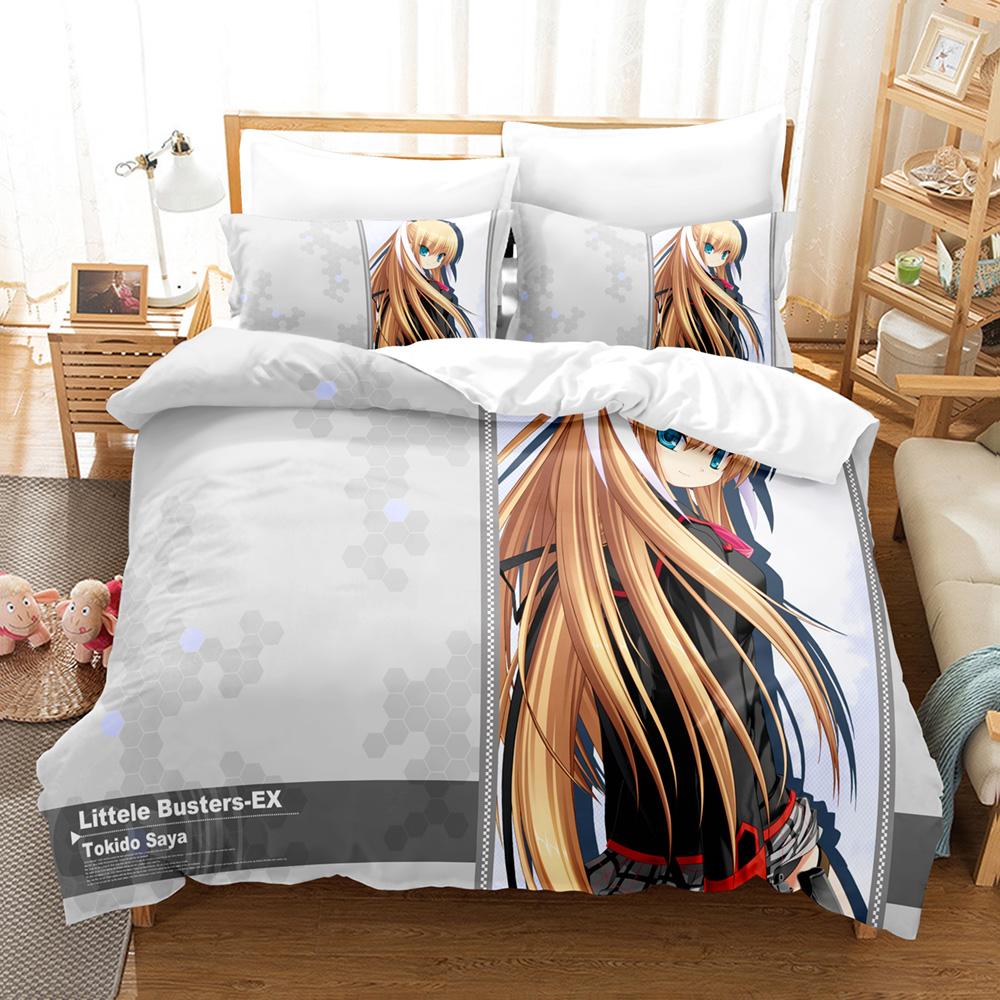 Little Busters Bedding Collection Duvet Cover Pillowcases Twin Full Queen King Boy Girl Kids With Bed Linen 3D Print Anime Duvet Cover Collections