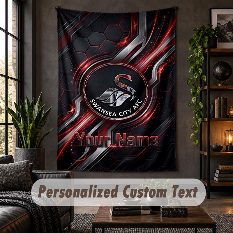 Personalized Wall Tapestry,Swansea City FC Custom Text, Soft Fabric Wall Art For Indoor Decoration