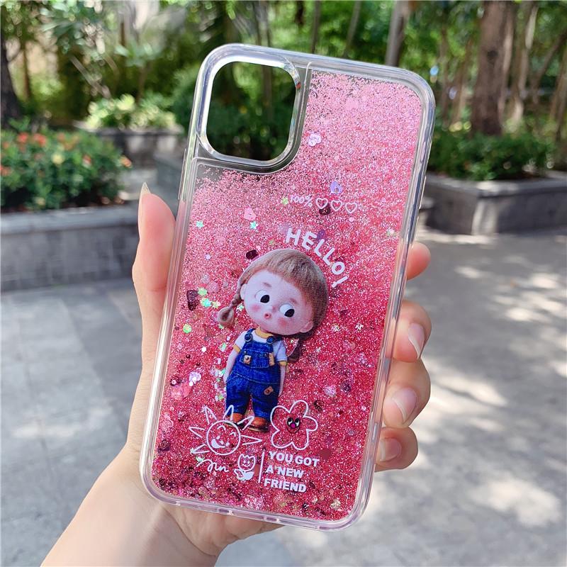 Чехол Vivo Quicksand Cartoon Girl: Совместимо с Y93, X50, Y17, Y7S - Защитный чехол от жидкостей