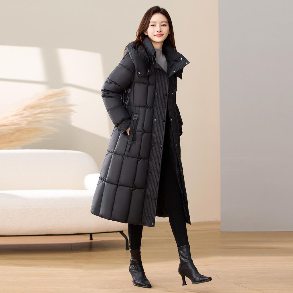 Thickened Down Cotton Jacket In Winter, Long Waist-hugging and Slim Warm Jacket, Slim and Over-knee Big Cotton Jacket