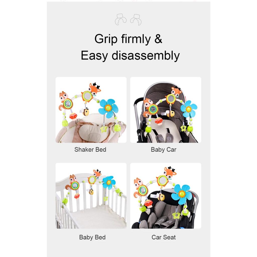 Игрушки-дуги для детской коляски, музыкальные погремушки с прорезывателем для детской кроватки, коляски, автокресла, игрушки для сенсорного развития детей от 0 до 6 месяцев