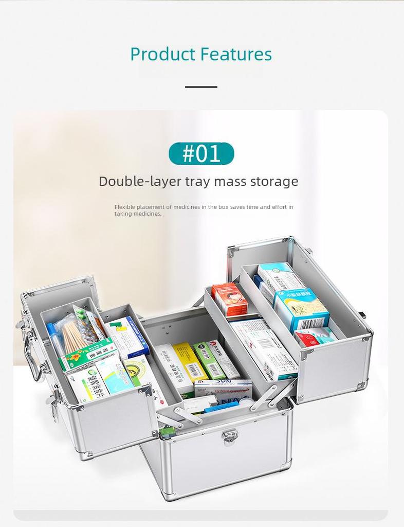 Большая многослойная аптечка с двойным открыванием — большая вместимость для семейного использования