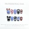 100% HANDMADE Trapezoid Coffin Shape Artificial Nail Art Cute Cartoon Hand-Painted Short Strange Halloween Ghost Mouse Phototherapy Nails